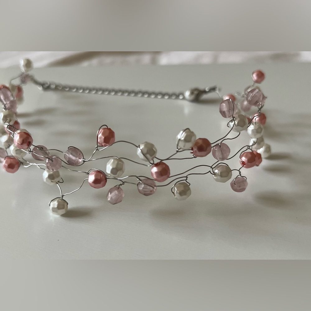 Pink and white choker
